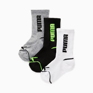 Kids' Terry Crew Half Length Socks [6 Pack], GREY / BLACK